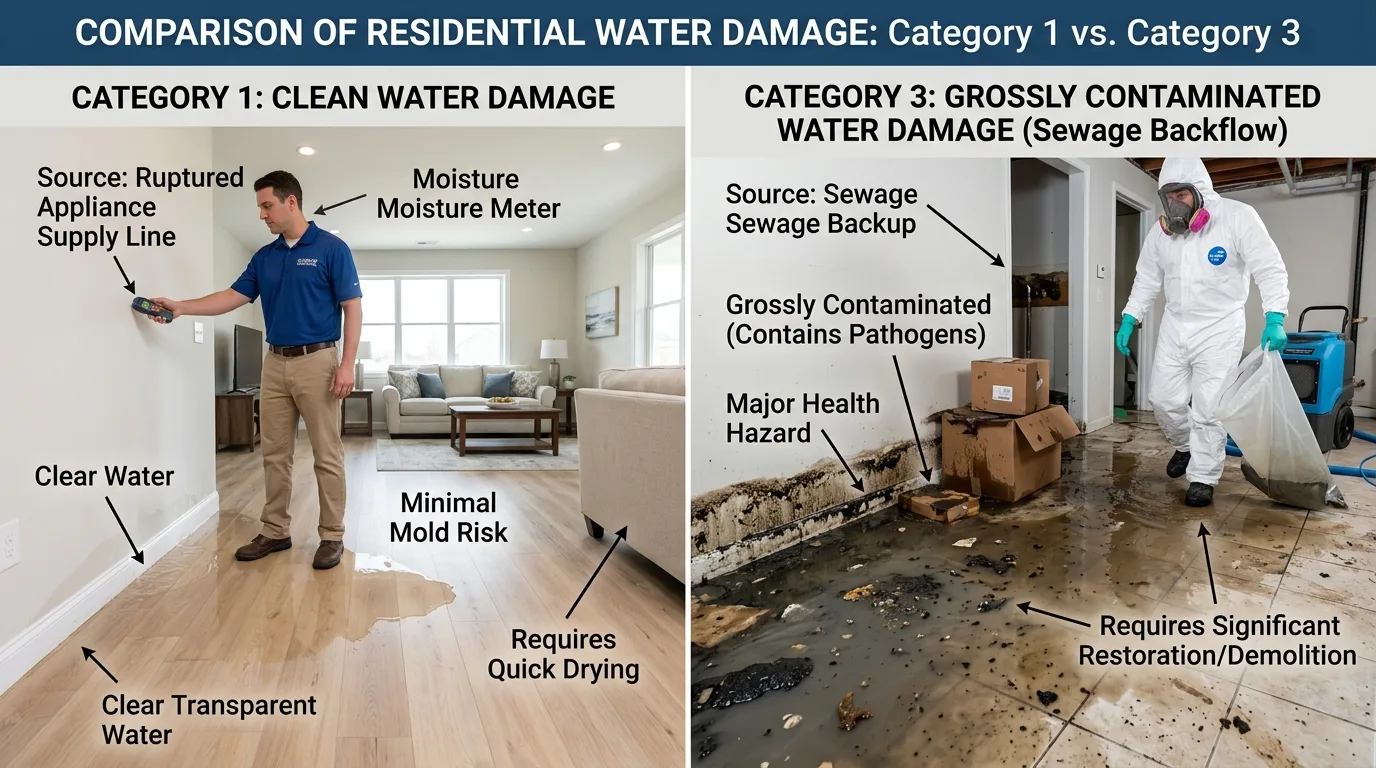 Category 1, 2, and 3 Water Damage: What Lakewood Homeowners Need to Know